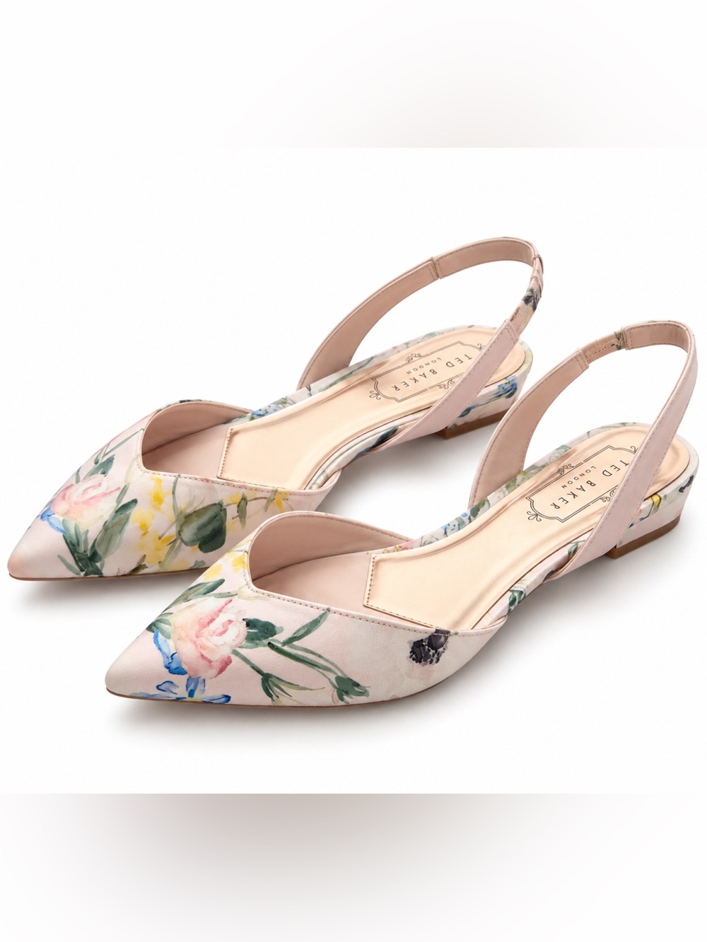 Ted Baker Blush Floral Pointed Toe Slingback Flats